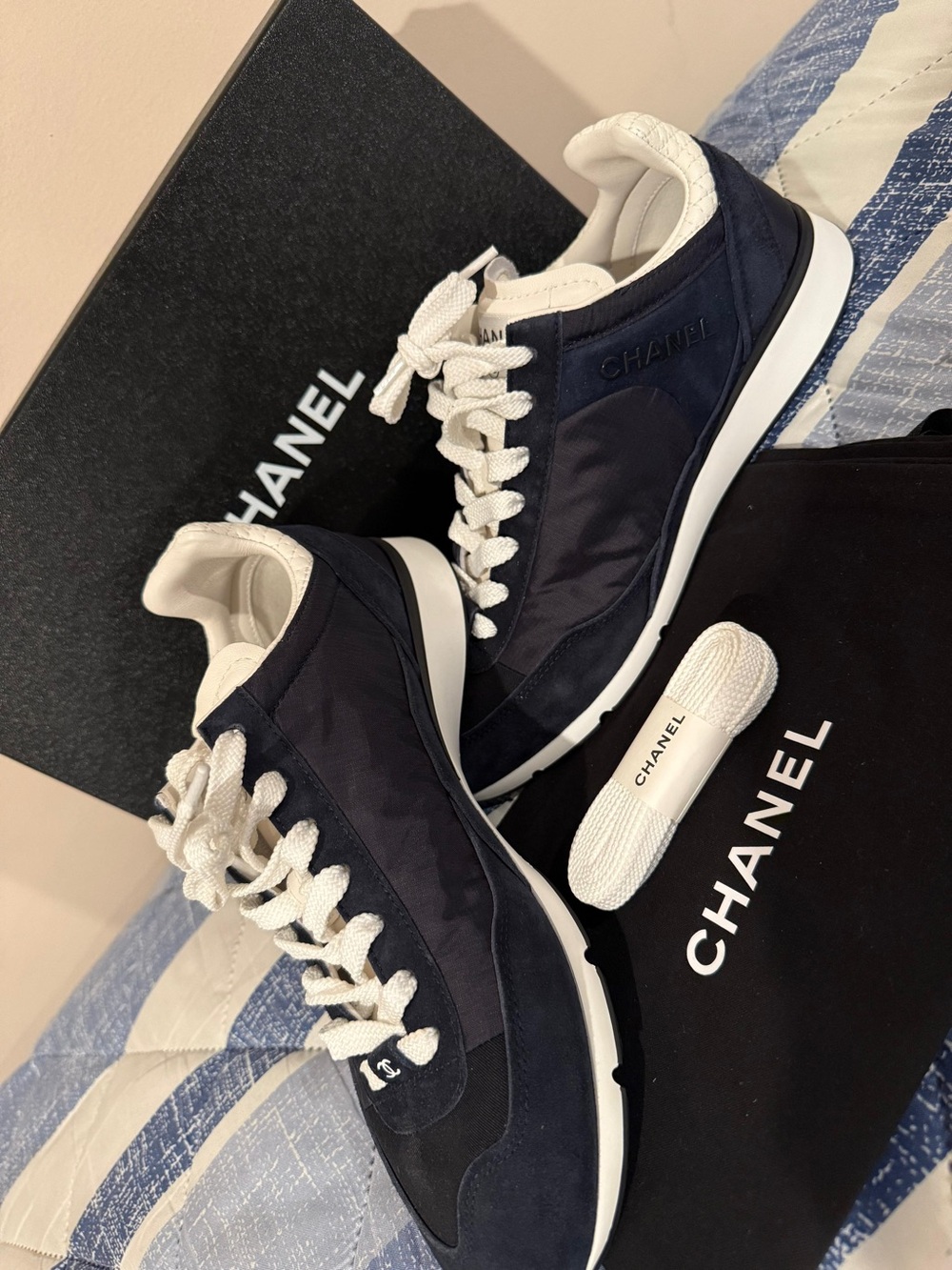 CHANEL Navy & White Sneakers Box - Dark Navy and White - Picture 6 of 7